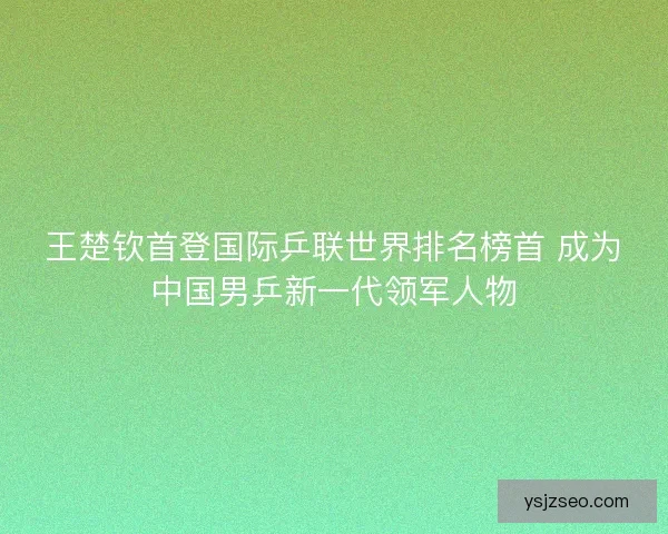 王楚钦首登国际乒联世界排名榜首 成为中国男乒新一代领军人物