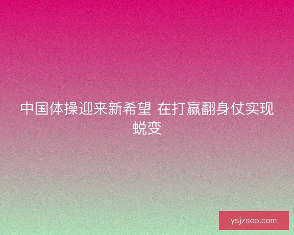 中国体操迎来新希望 在打赢翻身仗实现蜕变